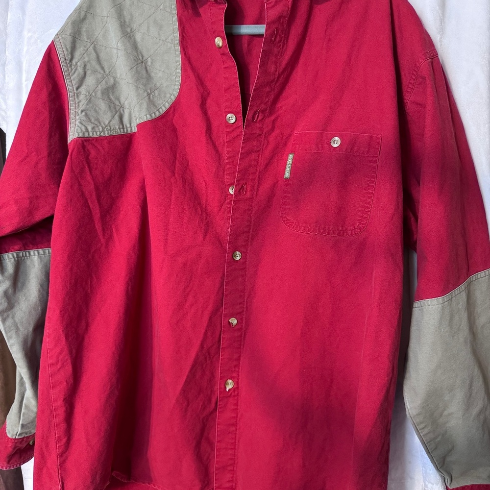 Columbia large red long sleeve button up shirt